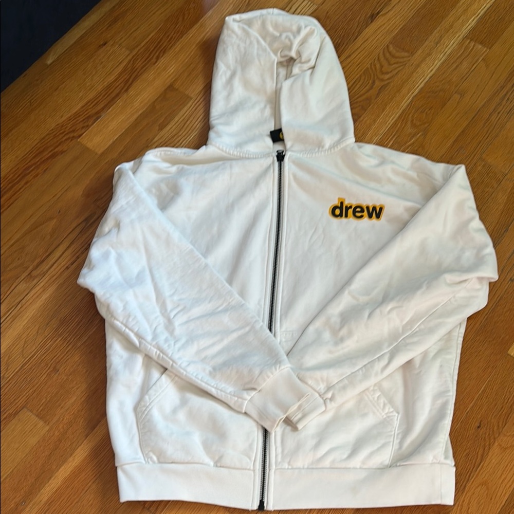 drew house White Hoodie sweatshirtwith Yellow Logo
